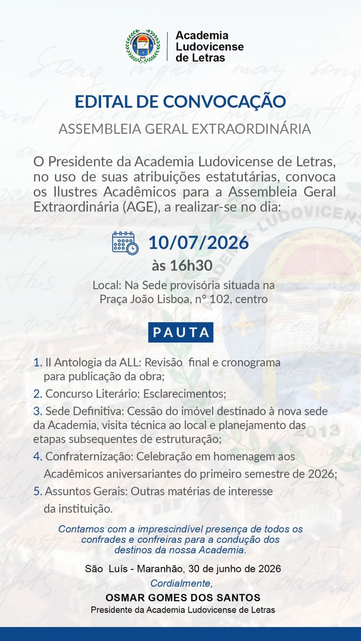 EDITAL DE COVOCAÇÃO DE ASSEMBLÉIA GERAL EXTRAORDINÁRIA DIA 10/07/2026